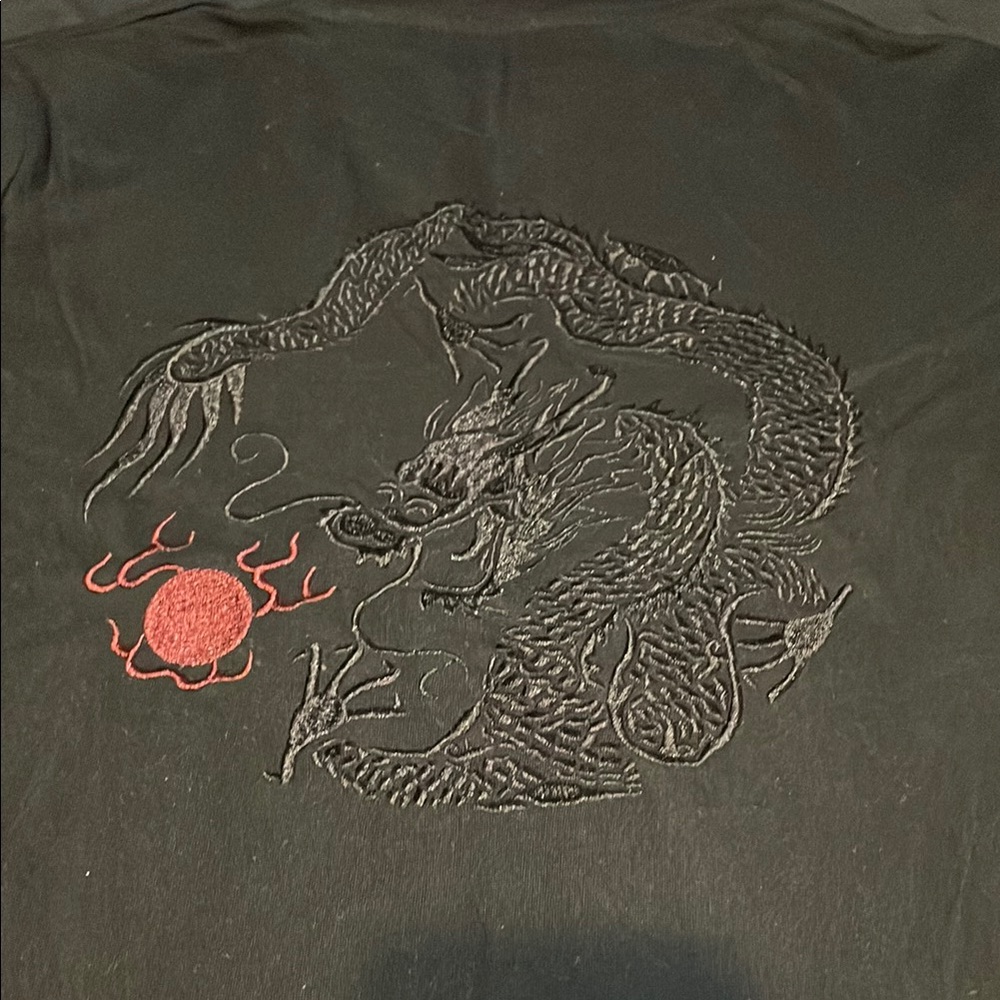 Embroidered Dragon Black T-Shirt